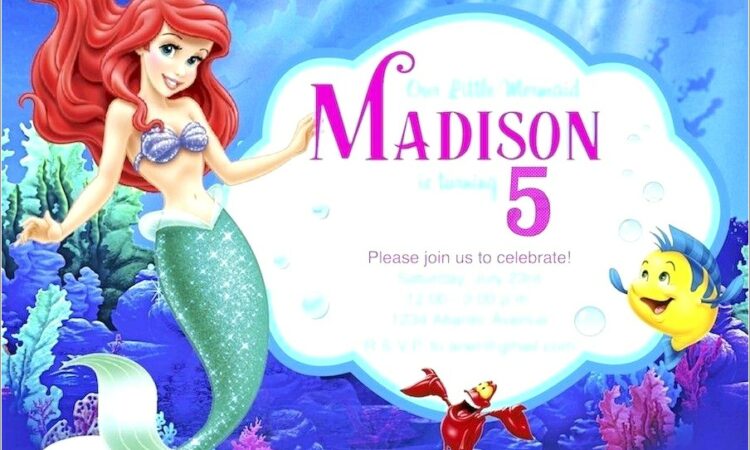 Ariel Birthday Invitation Template Free