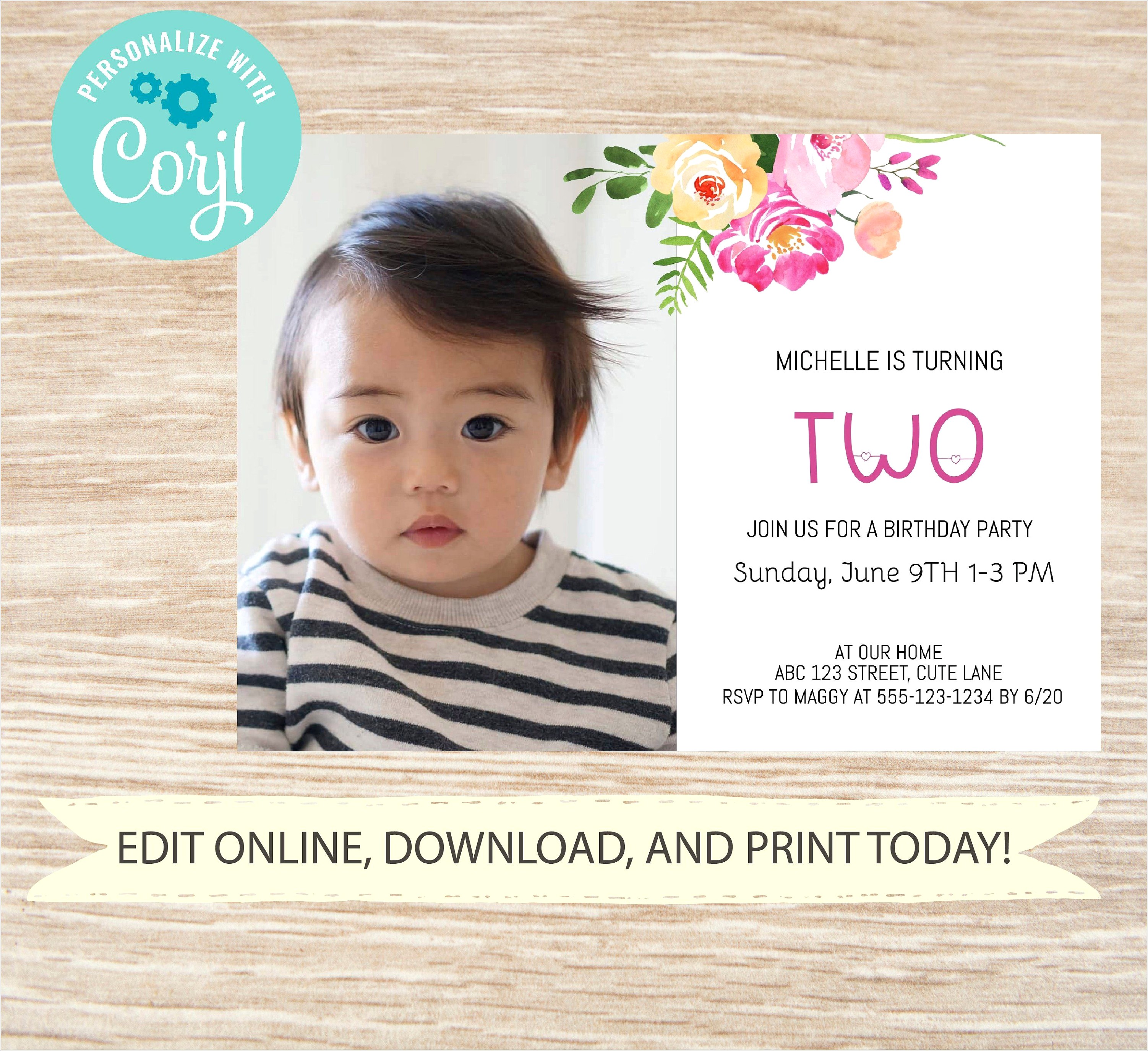 Baby Birthday Invitation Template