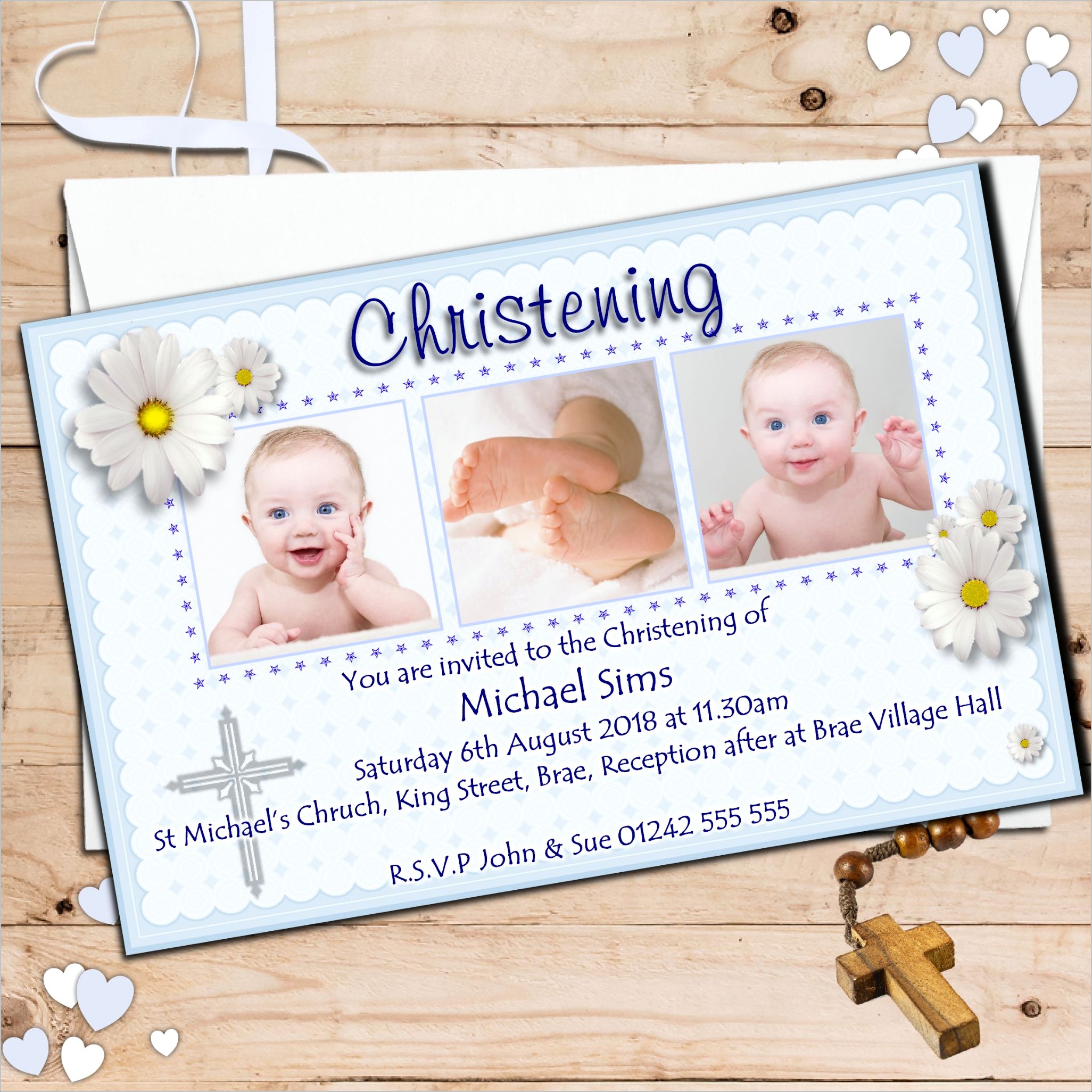 Baby Boy Invitation Card For Christening