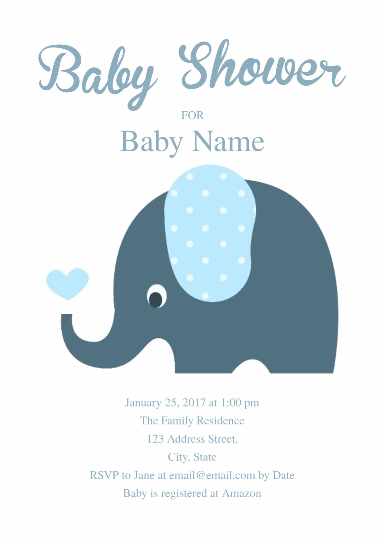 Baby Elephant Invitation Template