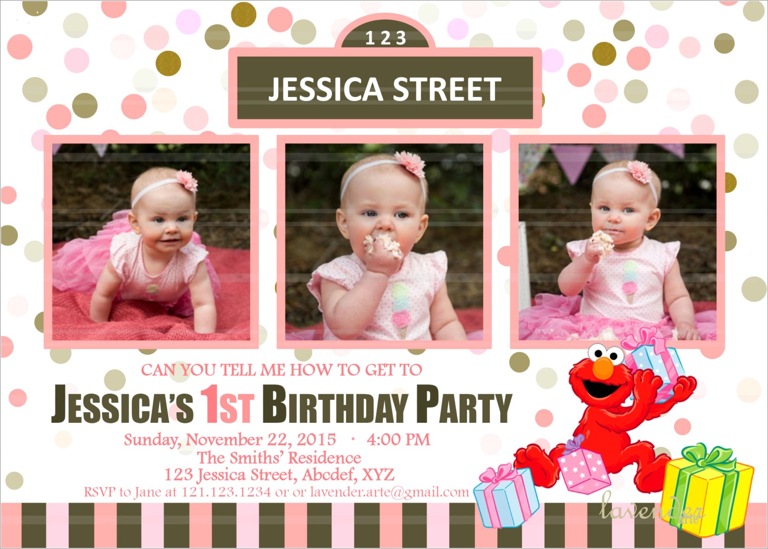 Baby Elmo 1st Birthday Invitations