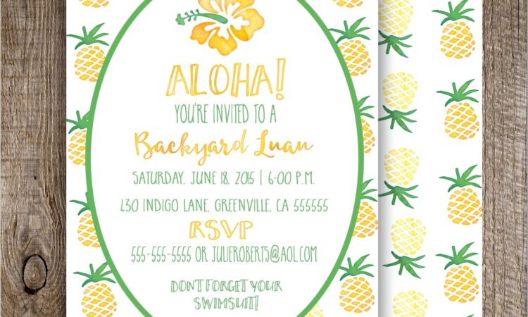 Baby First Birthday Luau Invitations