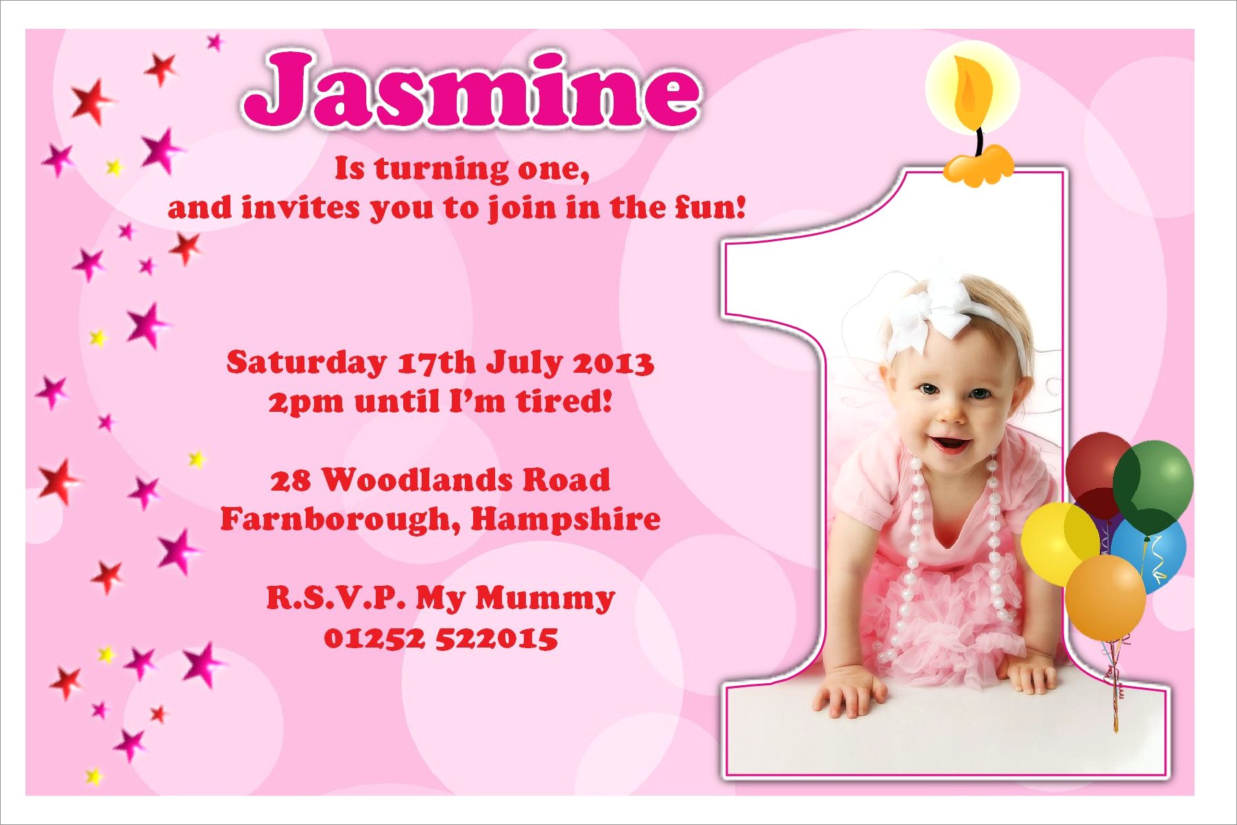 Baby Girl Birthday Invitation Card Design