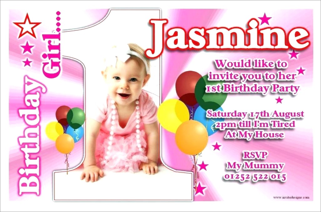 Baby Girl First Birthday Invitation Card Online
