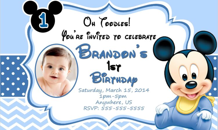 Baby Mickey Mouse 1st Birthday Invitations