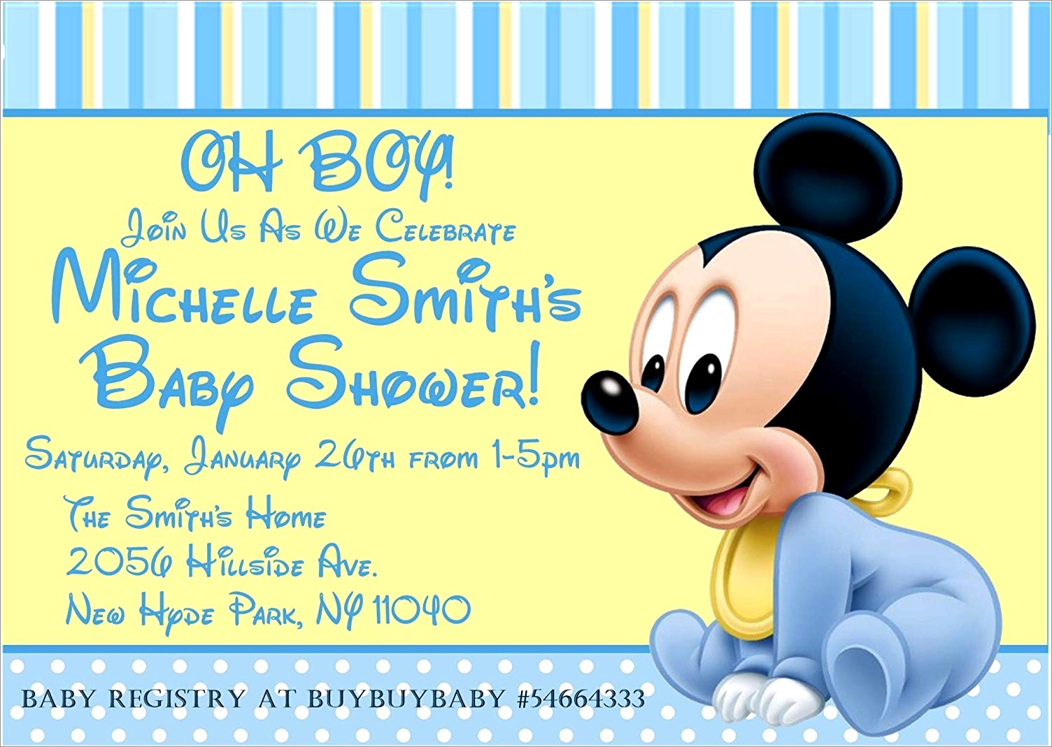Baby Mickey Mouse Invitations