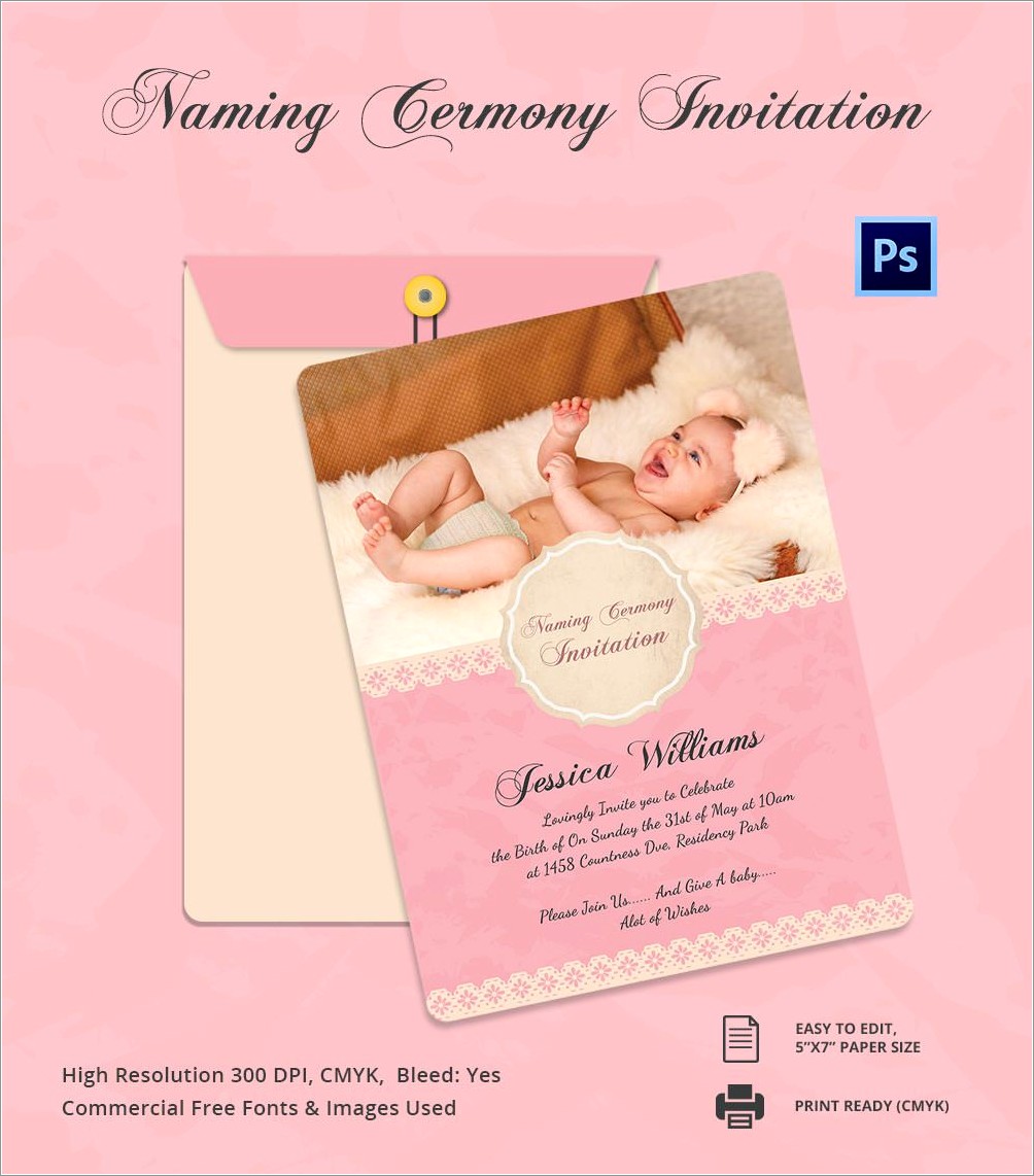 Baby Naming Invitation Card