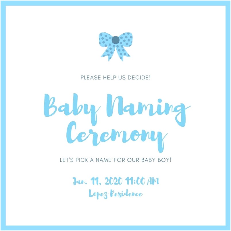 Baby Naming Invitation Templates