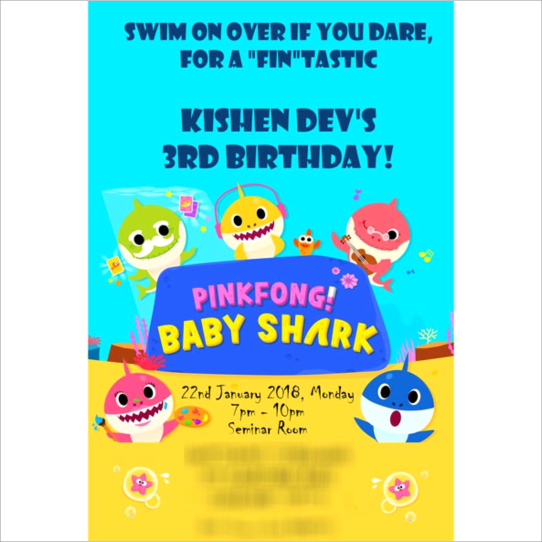 Baby Shark Birthday Invitation Blank