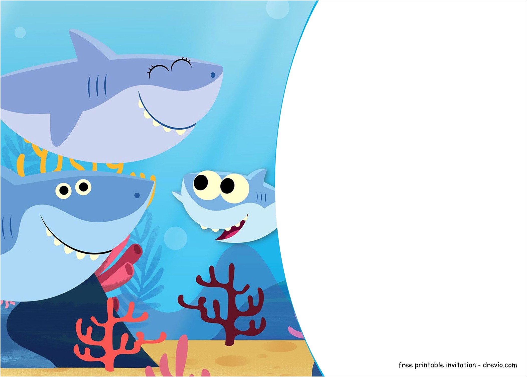 Baby Shark Birthday Invitation Card