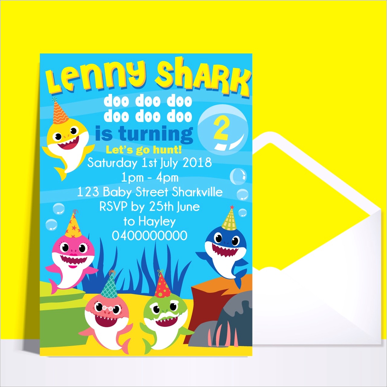 Baby Shark Birthday Invitation