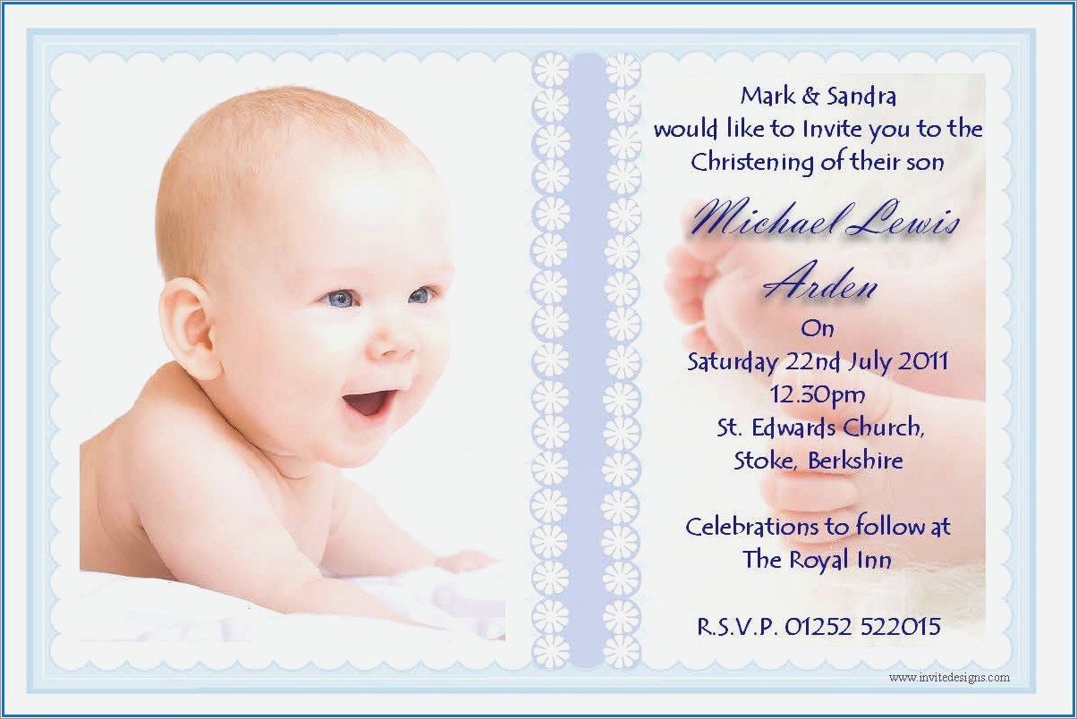 Baptismal Invitation For Baby Boy