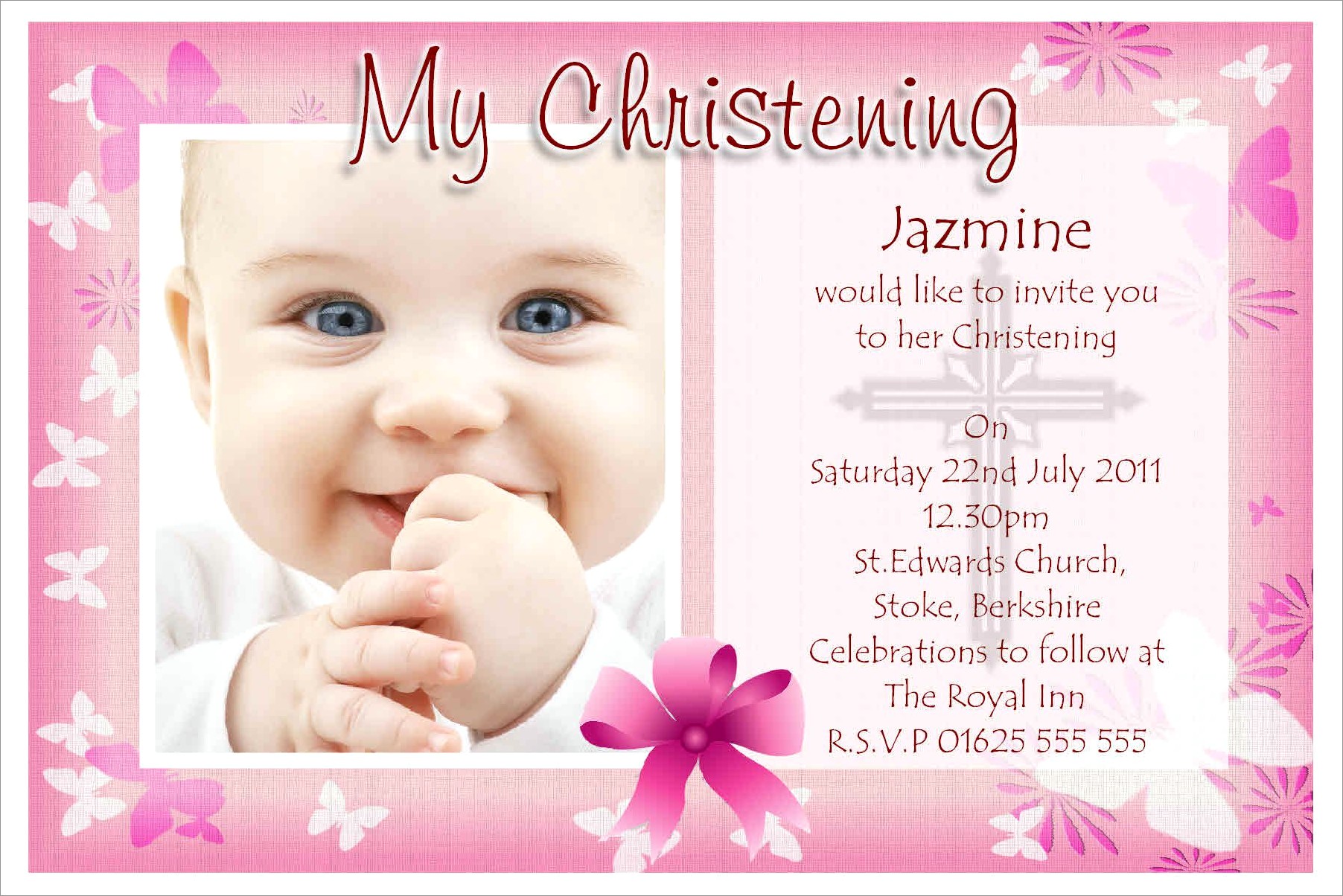 Baptismal Invitation For Baby Girl