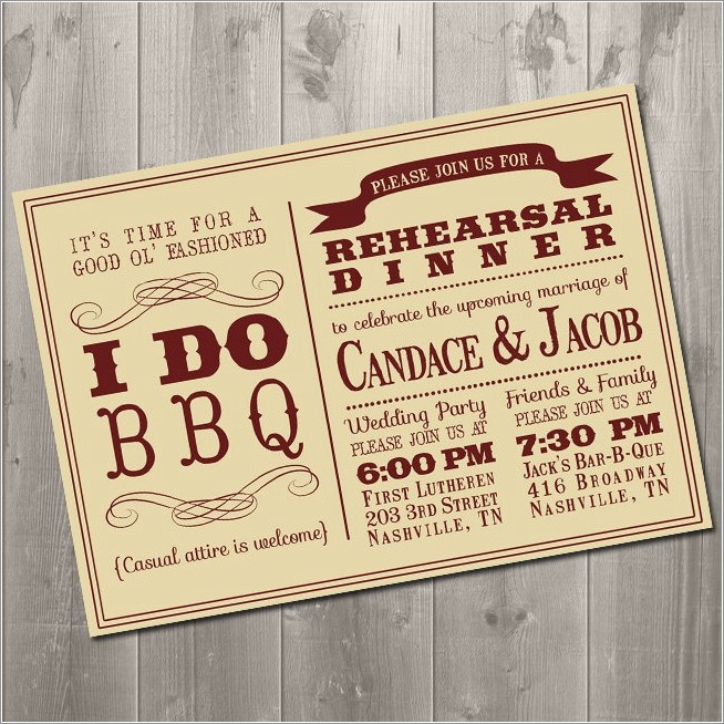 Barbecue Rehearsal Dinner Invitations