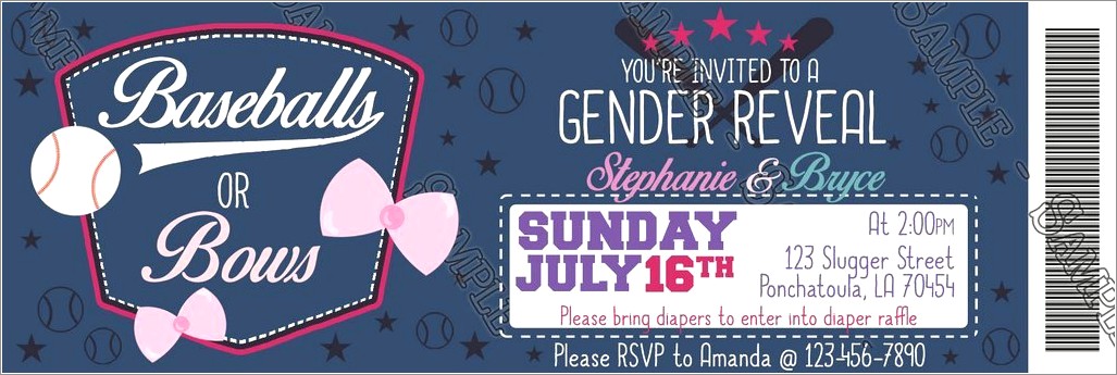 Baseball Or Bows Gender Reveal Invitations