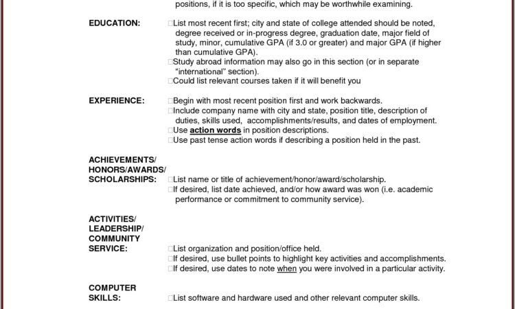 Basic Outline Of A Resume