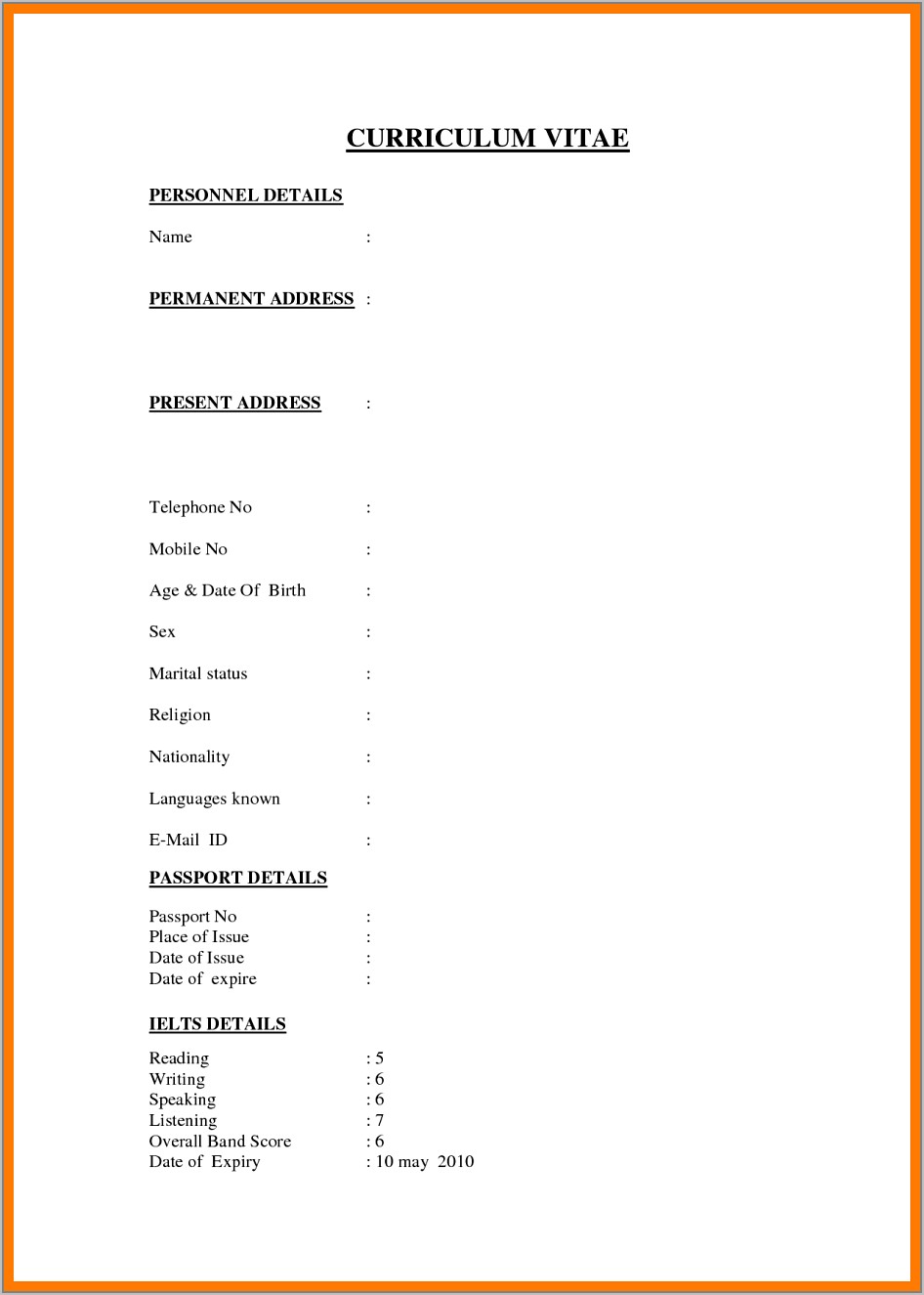 Basic Resume Format Download