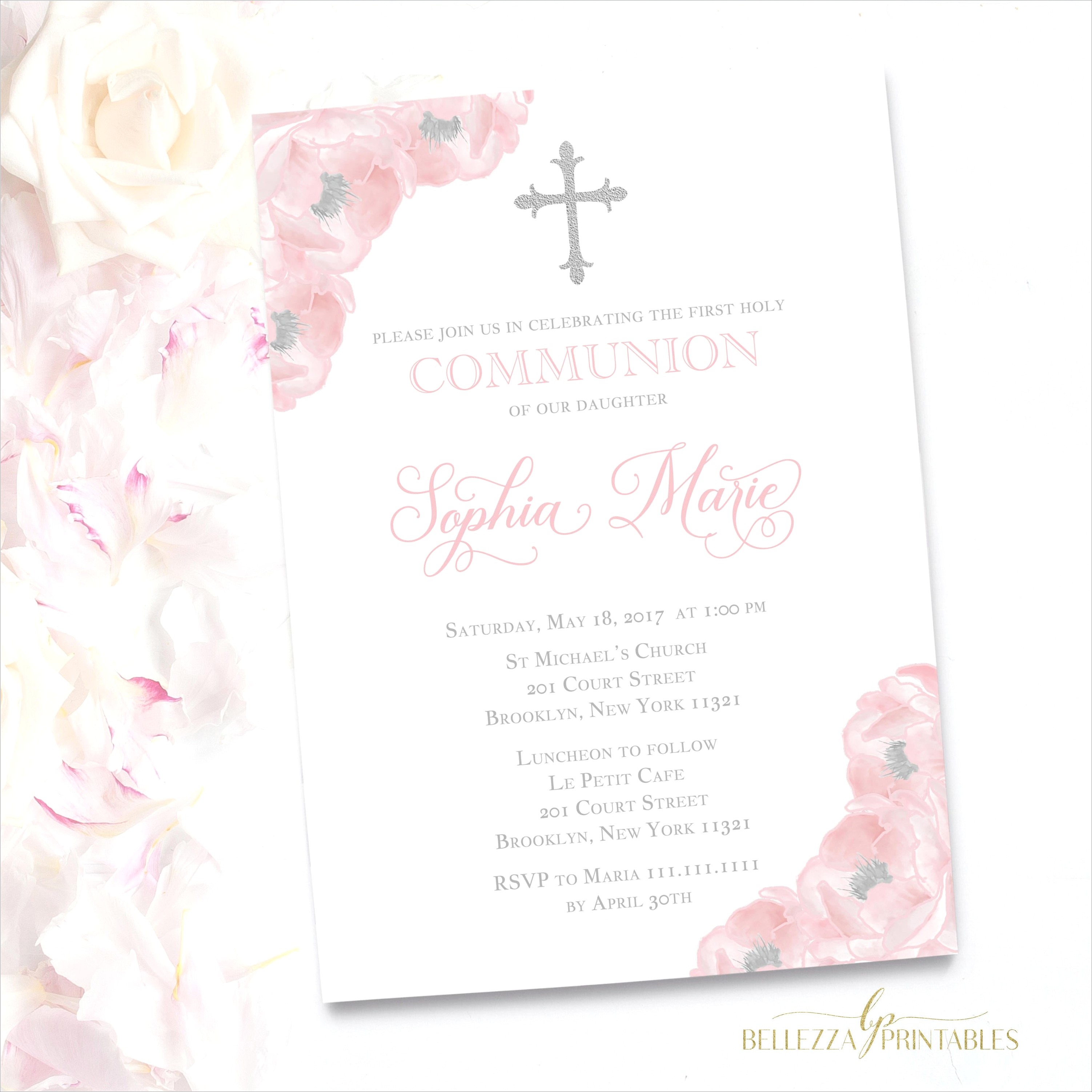 Beautiful Girl Communion Invitations