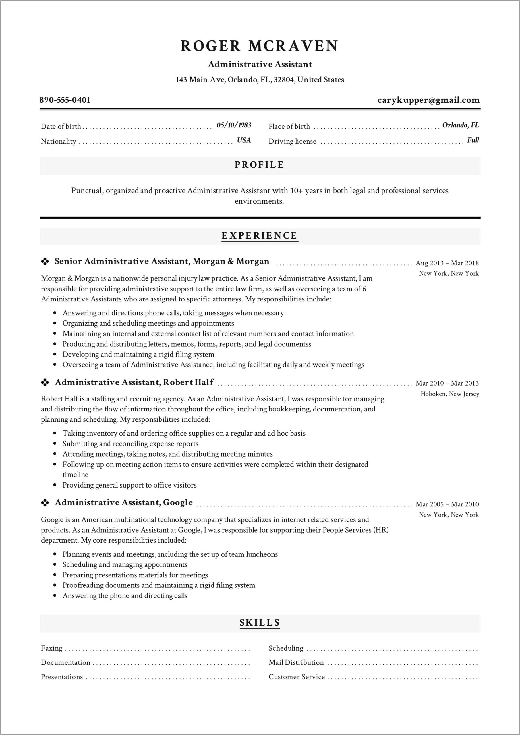 Best Administrative Assistant Resume Examples