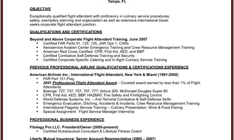 Best Resume For Flight Attendant Job