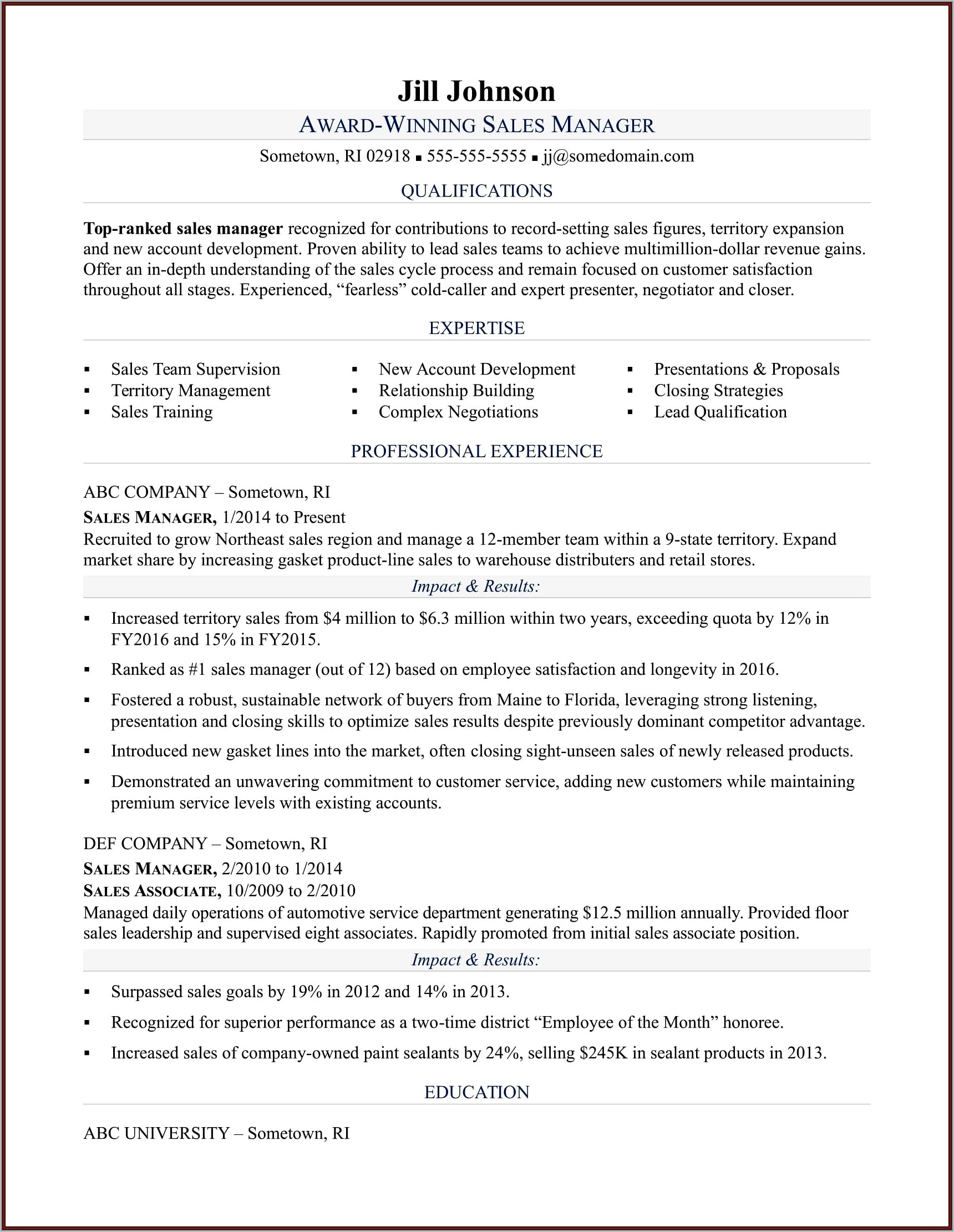 Best Resumes For Sales Executives