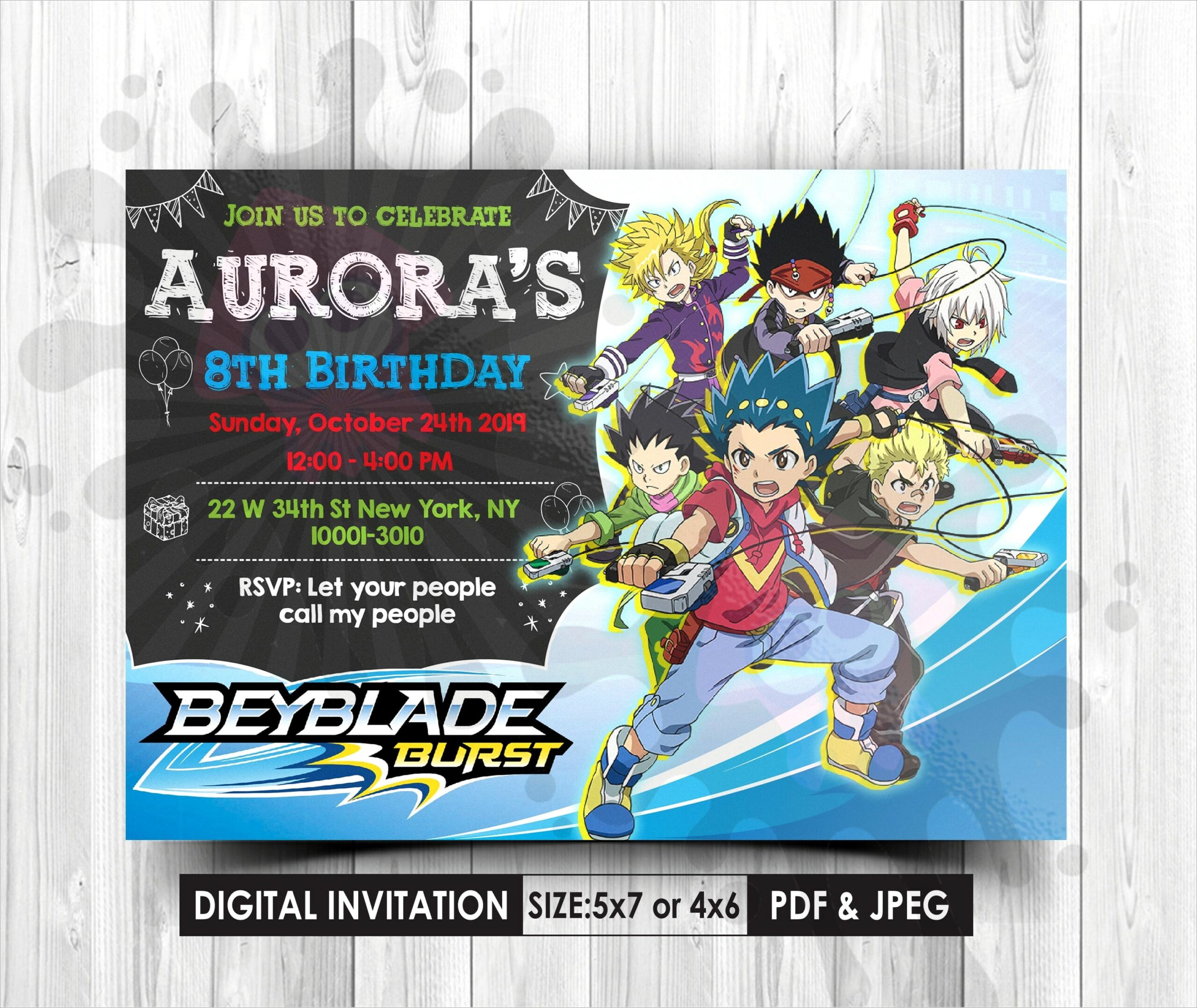 Beyblade Burst Birthday Invitations