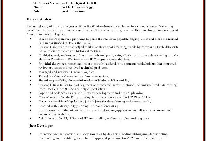 Big Data Hadoop And Spark Developer Resume