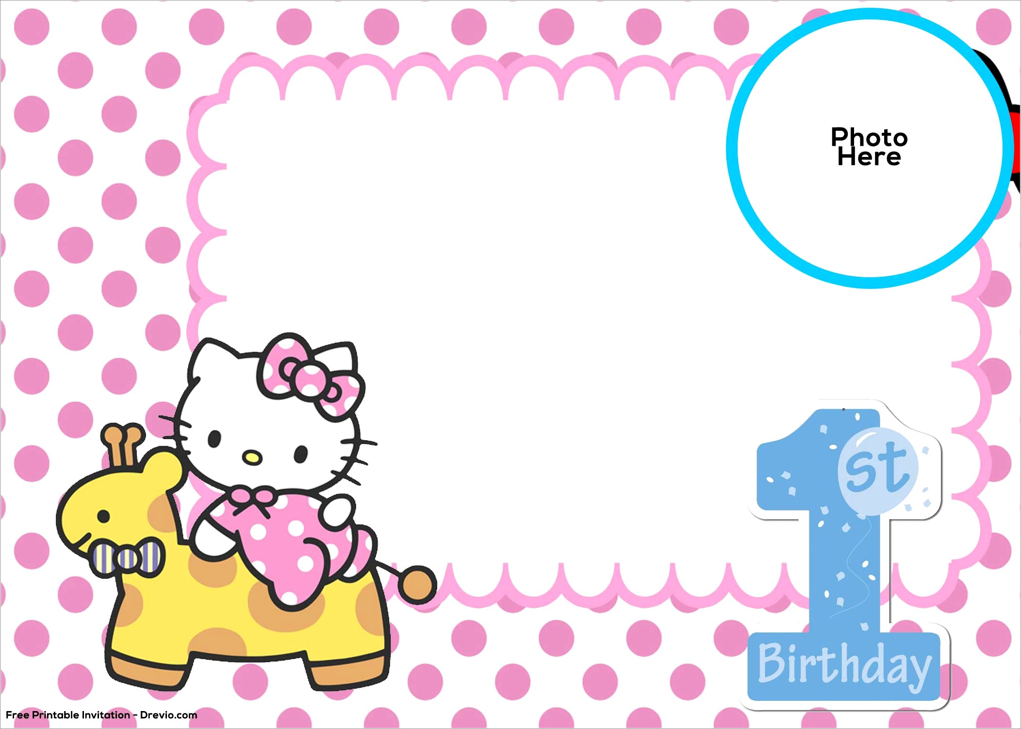Birthday Invitation Background Hello Kitty