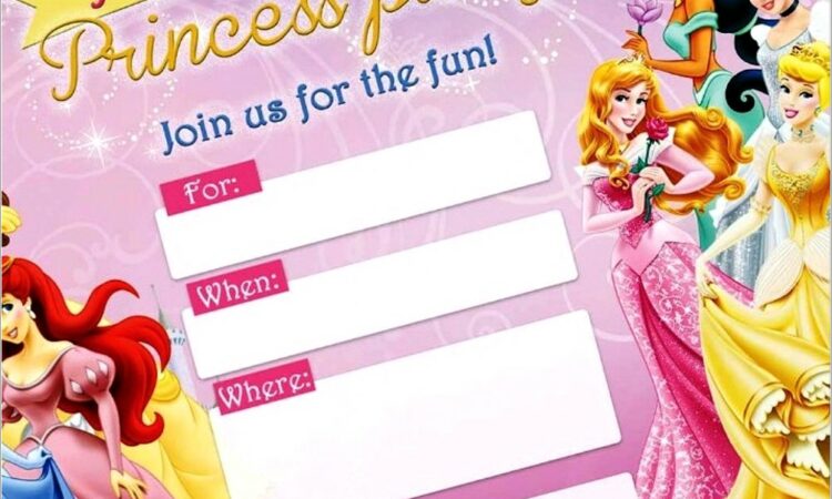 Birthday Invitation Card Disney Princess