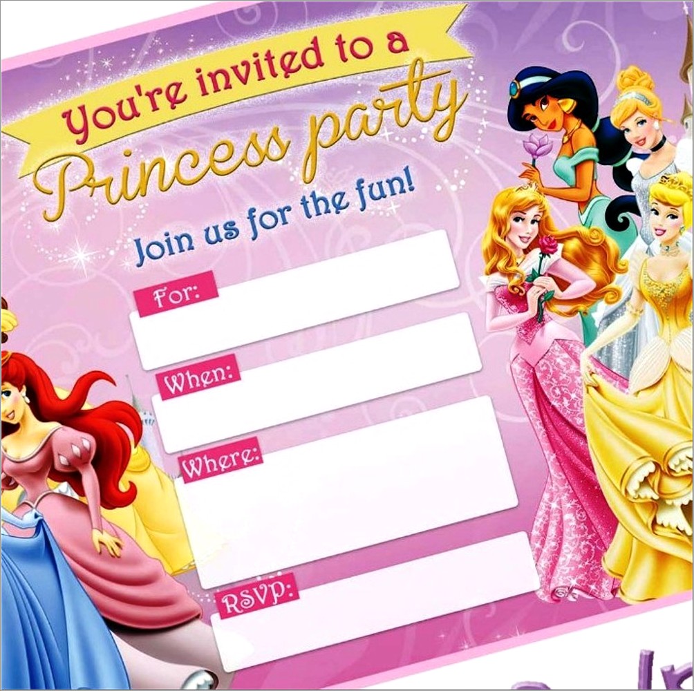 Birthday Invitation Card Disney Princess