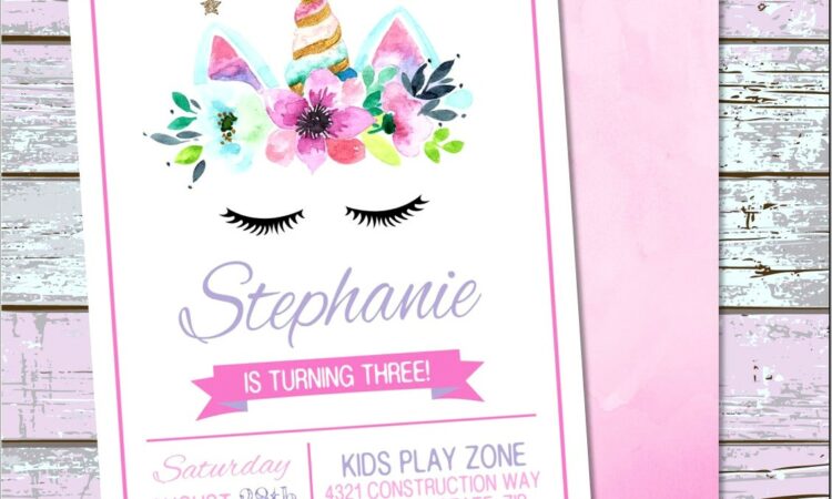 Birthday Invitation Unicorn Design