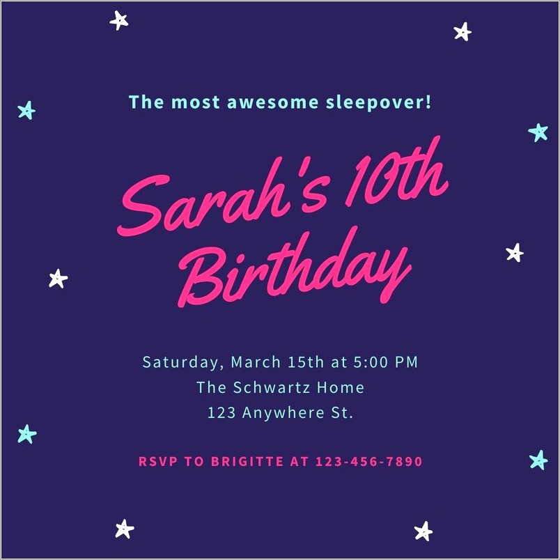 Birthday Sleepover Invitation Templates