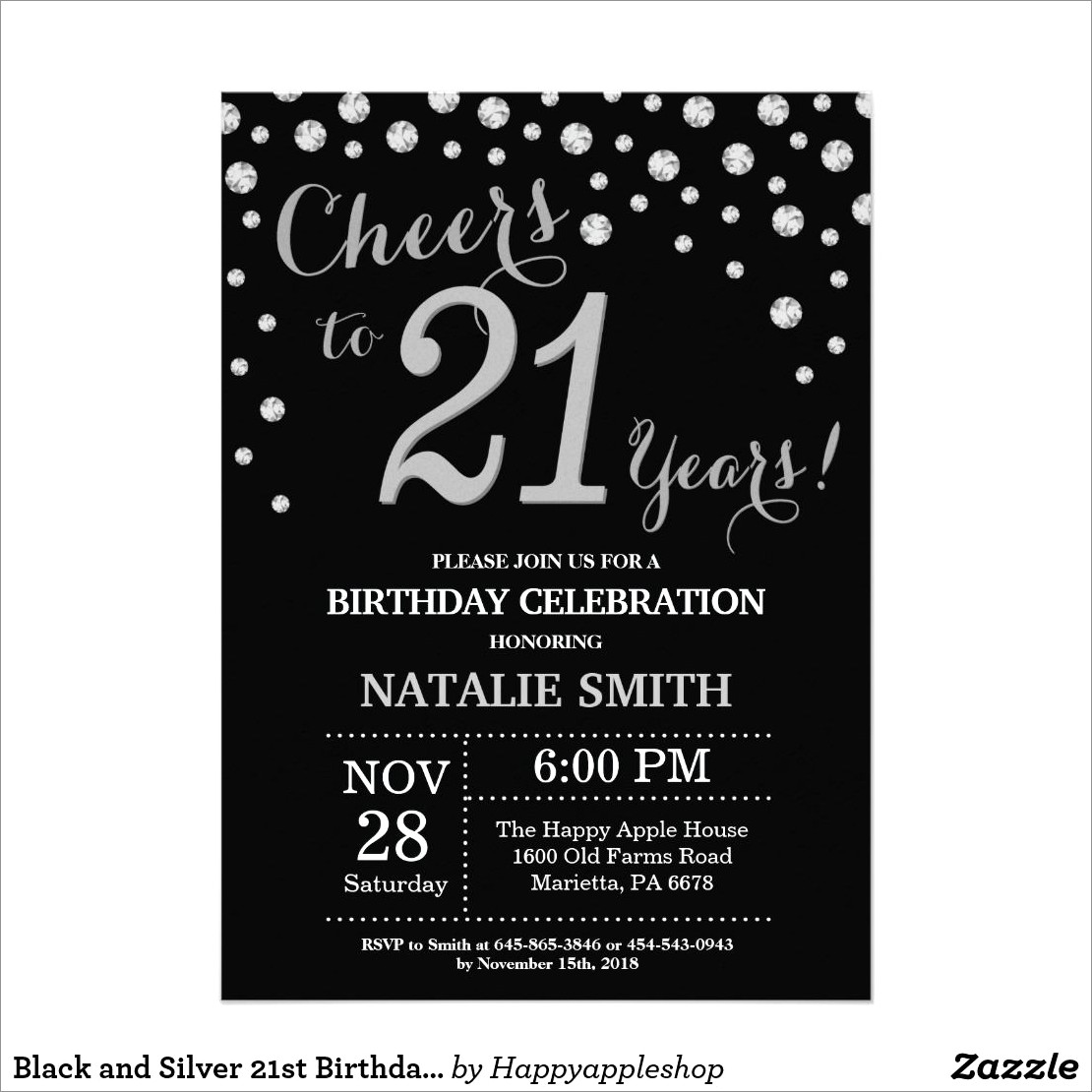Black And Gold 21st Birthday Invitations