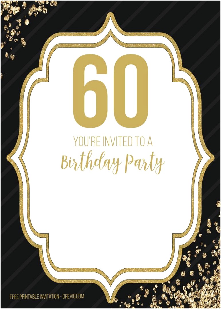 Black And Gold Birthday Invitations Templates