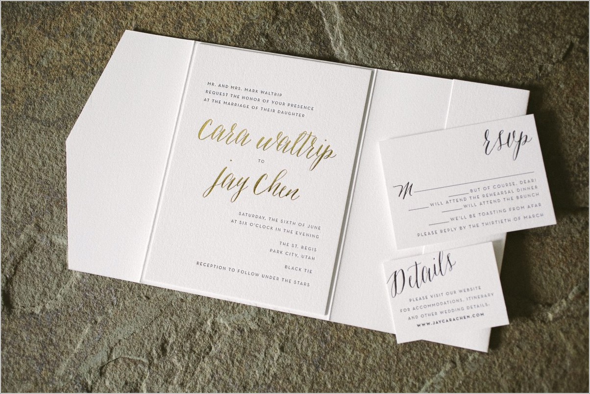 Black And Gold Foil Wedding Invitations