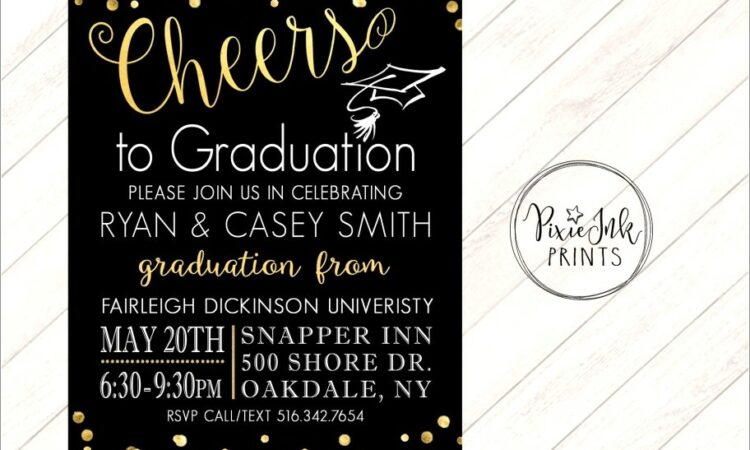 Black And Gold Graduation Invitations