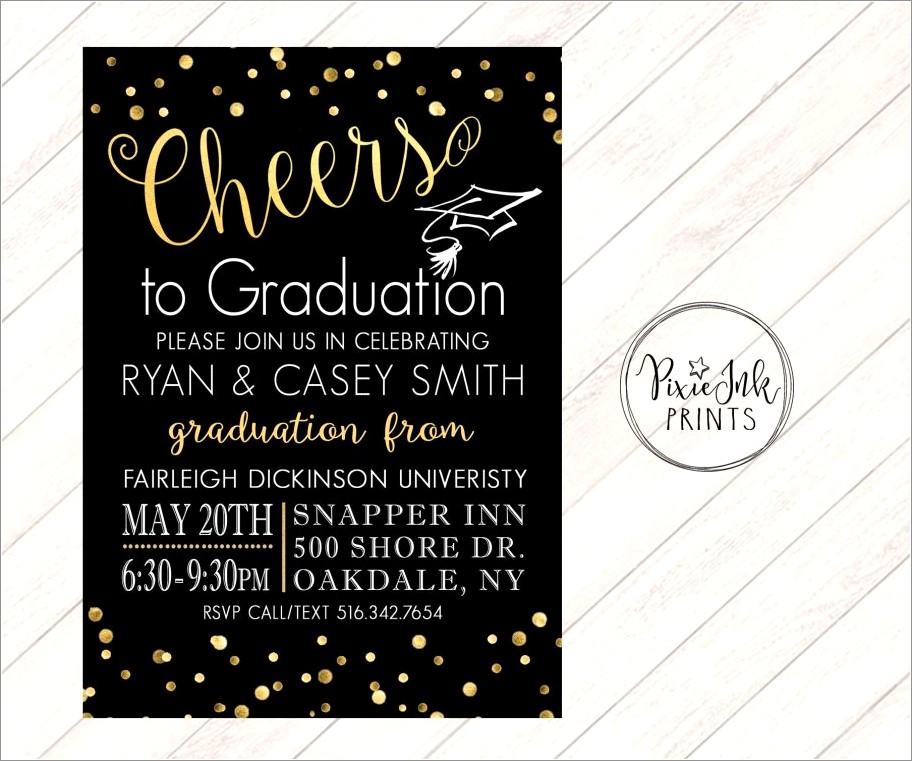 Black And Gold Graduation Invitations