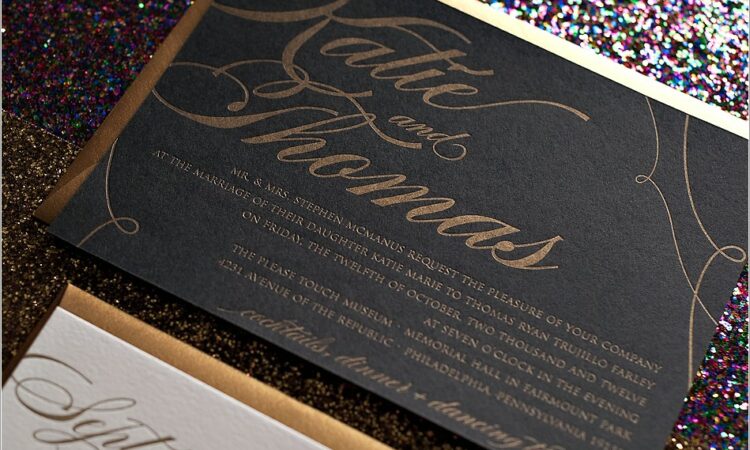 Black And Gold Wedding Invitation Kit