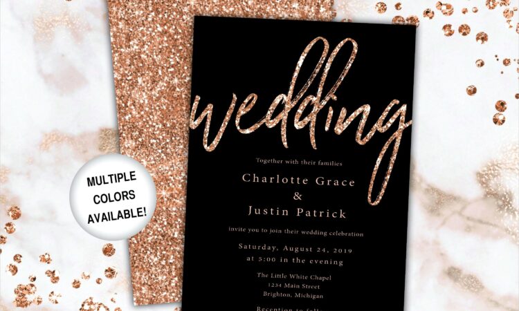 Black And Rose Gold Invitations