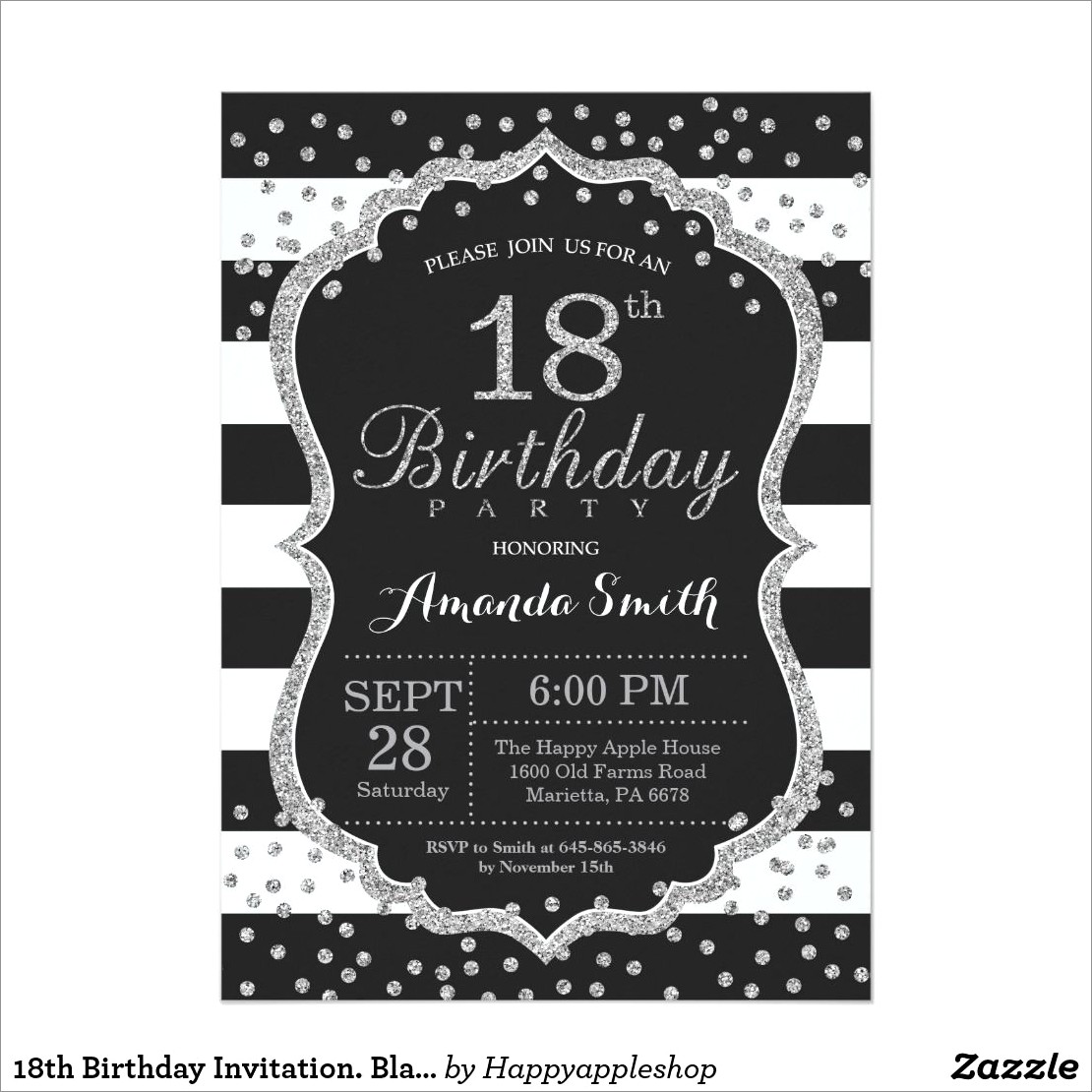Black And Silver 40th Birthday Invitations