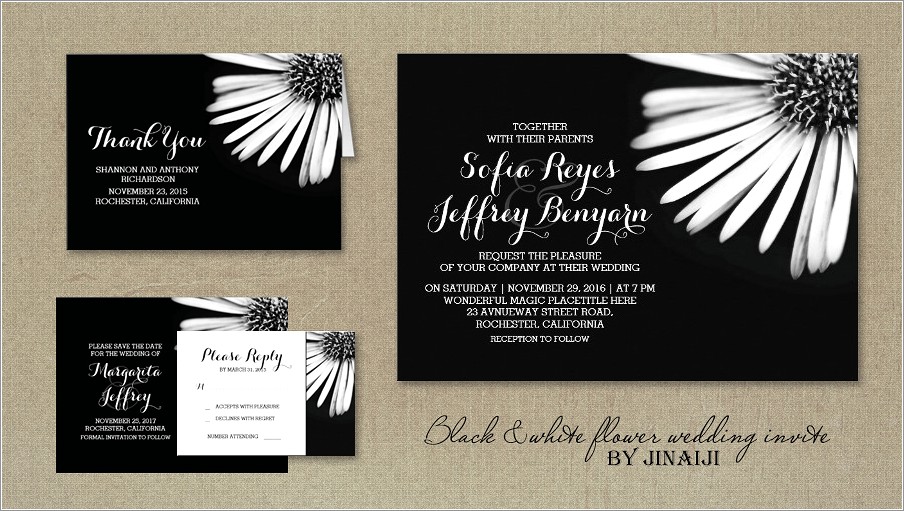 Black And White Elegant Wedding Invitations