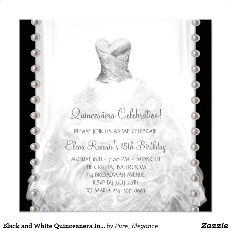 Black And White Quinceanera Invitations