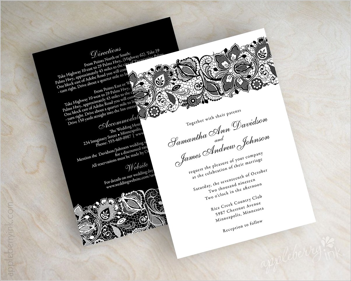 Black Lace Wedding Invitations