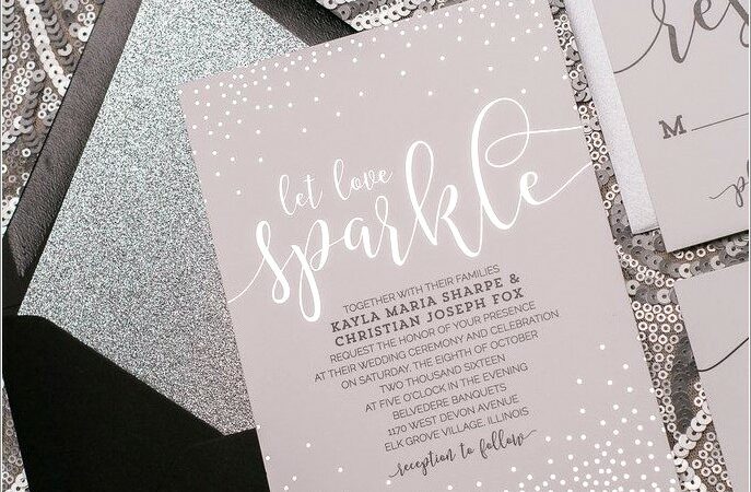 Black Silver And White Wedding Invitations