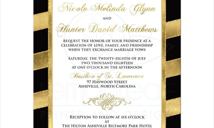 Black White And Gold Wedding Invitations