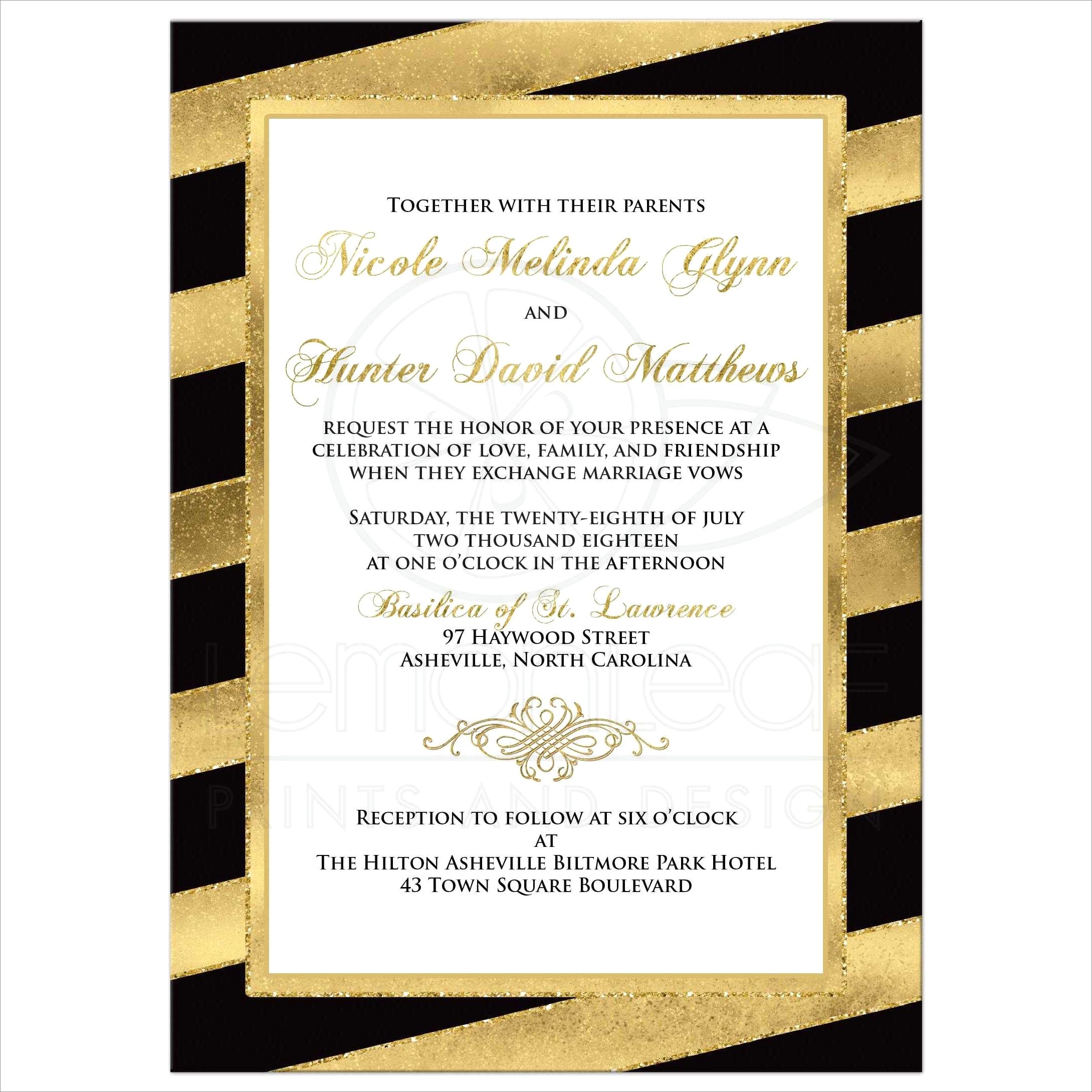 Black White And Gold Wedding Invitations