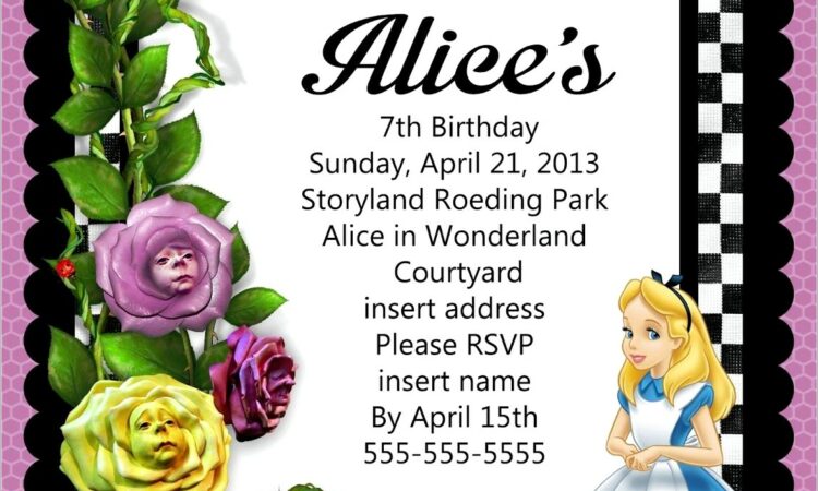 Blank Alice In Wonderland Invitation Template