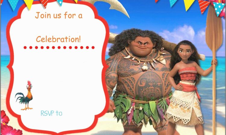 Blank Baby Moana Invitation Template Free