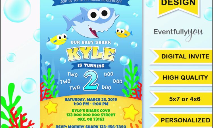 Blank Baby Shark Invitation Template