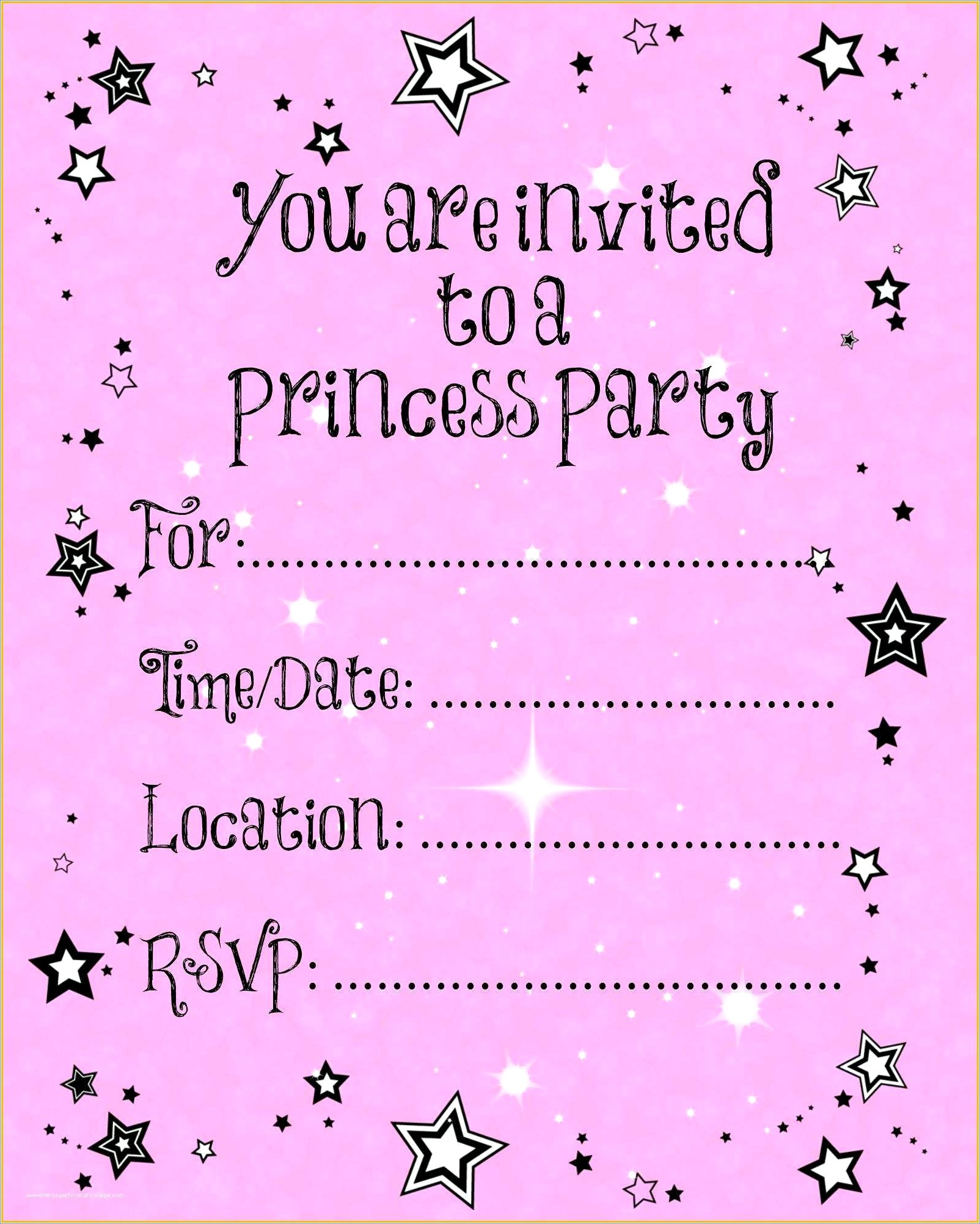 Blank Disney Princess Birthday Invitations